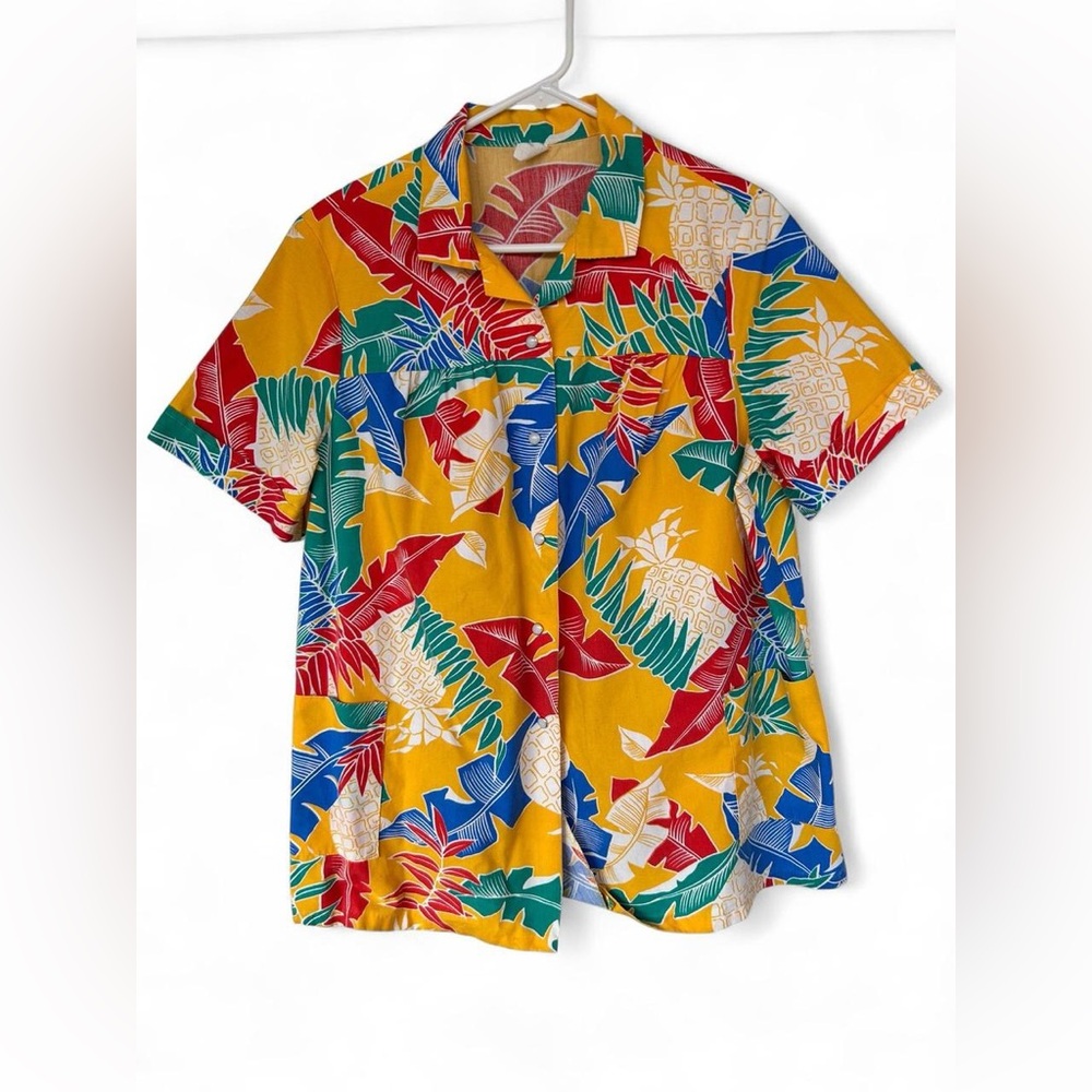Vintage Tropical Print Short Sleeve Shirt